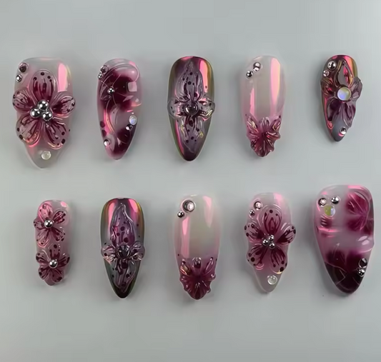3d flower nails