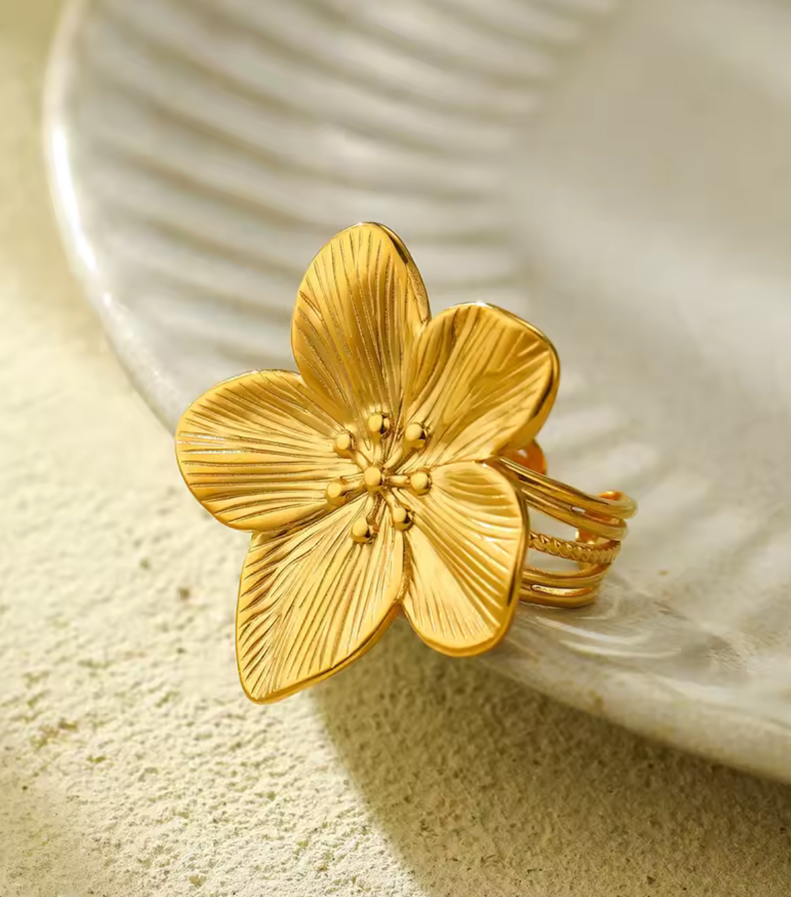 Stainless steel Flower Ring
